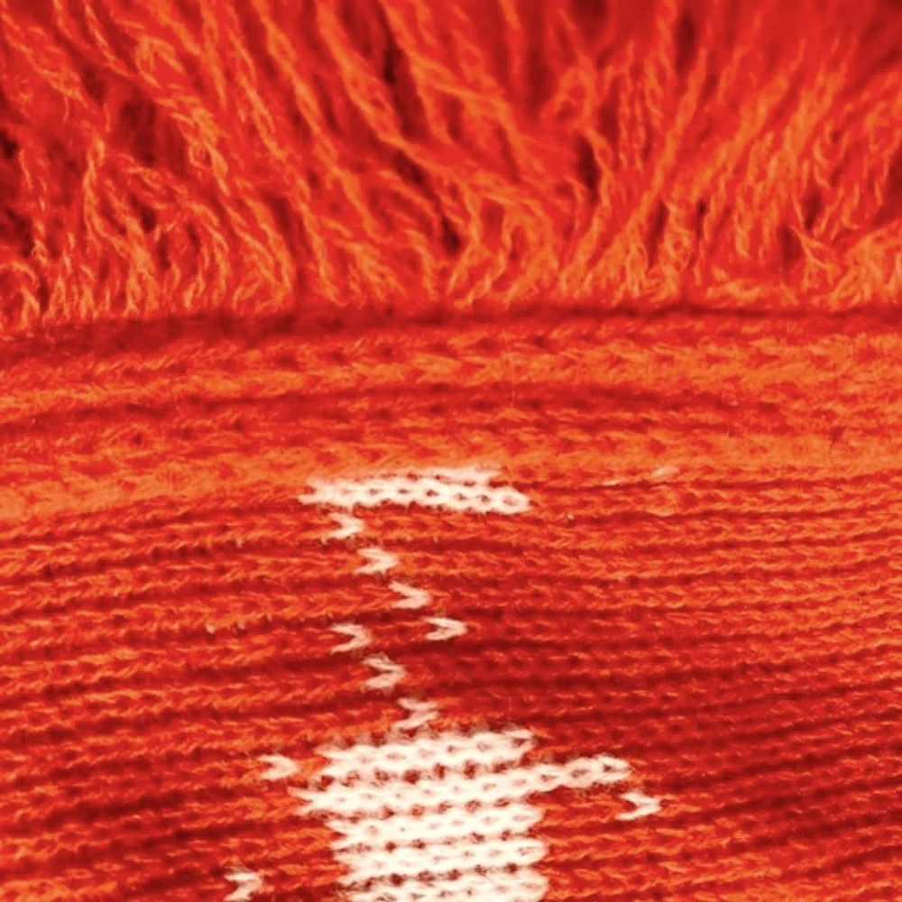 Vtg 60s bold orange houndstooth knit scarf - Picture 6 of 7